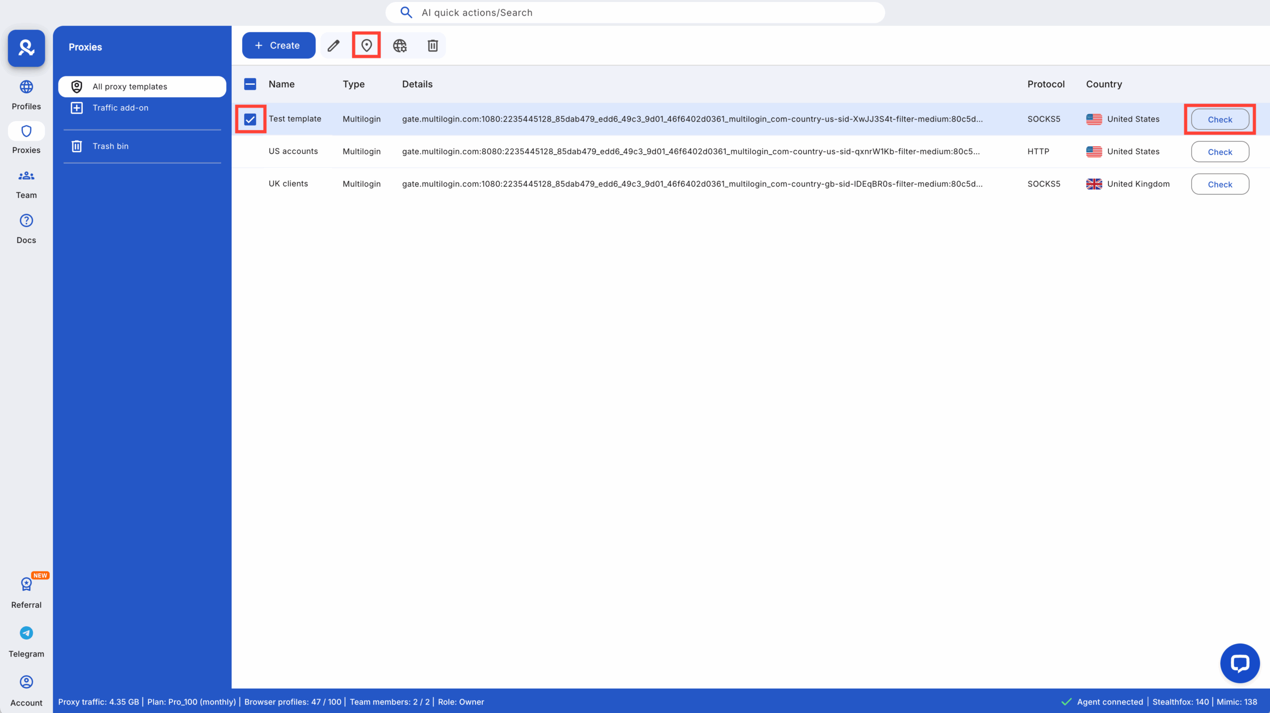 proxy configuration in Multilogin X