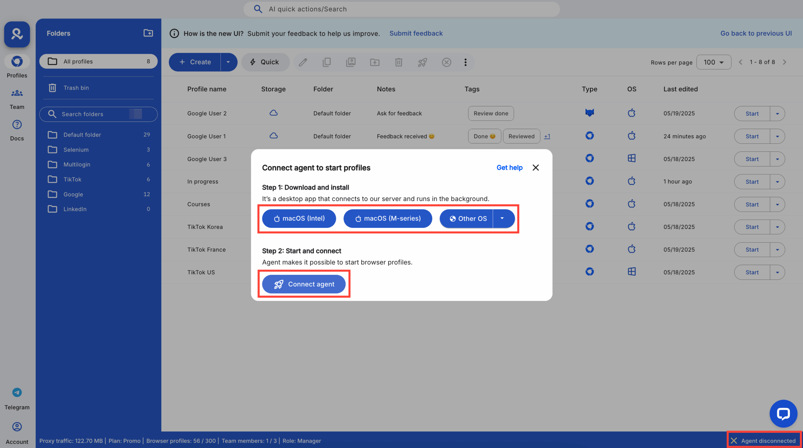 Connect the Multilogin agent